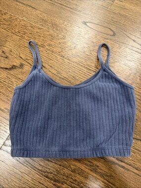 Trendy boutique Ribbed Slate Blue Spaghetti Strap Cami